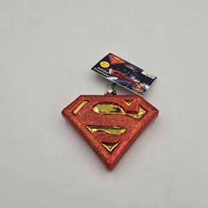 DC Comics Superman Christmas Ornament Shield Logo Sparkle Tree Decor Resin 2"